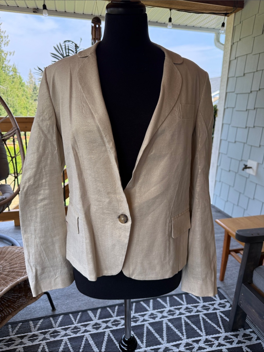 Vivienne Westwood | Tan with Gold Metallic Shimmer - Linen / Silk Blend Blazer